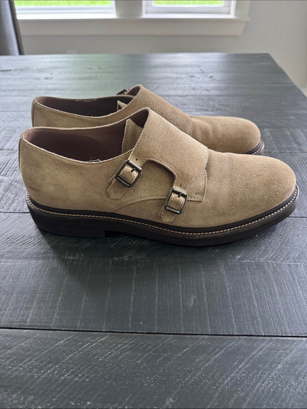 EUC Brunello Cucinelli  Double Monk Strap Suede Shoes - Beige